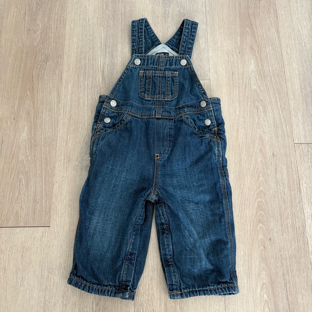 GAP Factory Kida Overalls Size 12 18 Months Dark Blue Denim Classic 100% Cotton